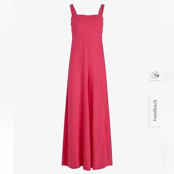 Express Pink Linen Blend Wide Leg Jumpsuit. Square Neck Sleeveless. Size small - Picture 4 of 4